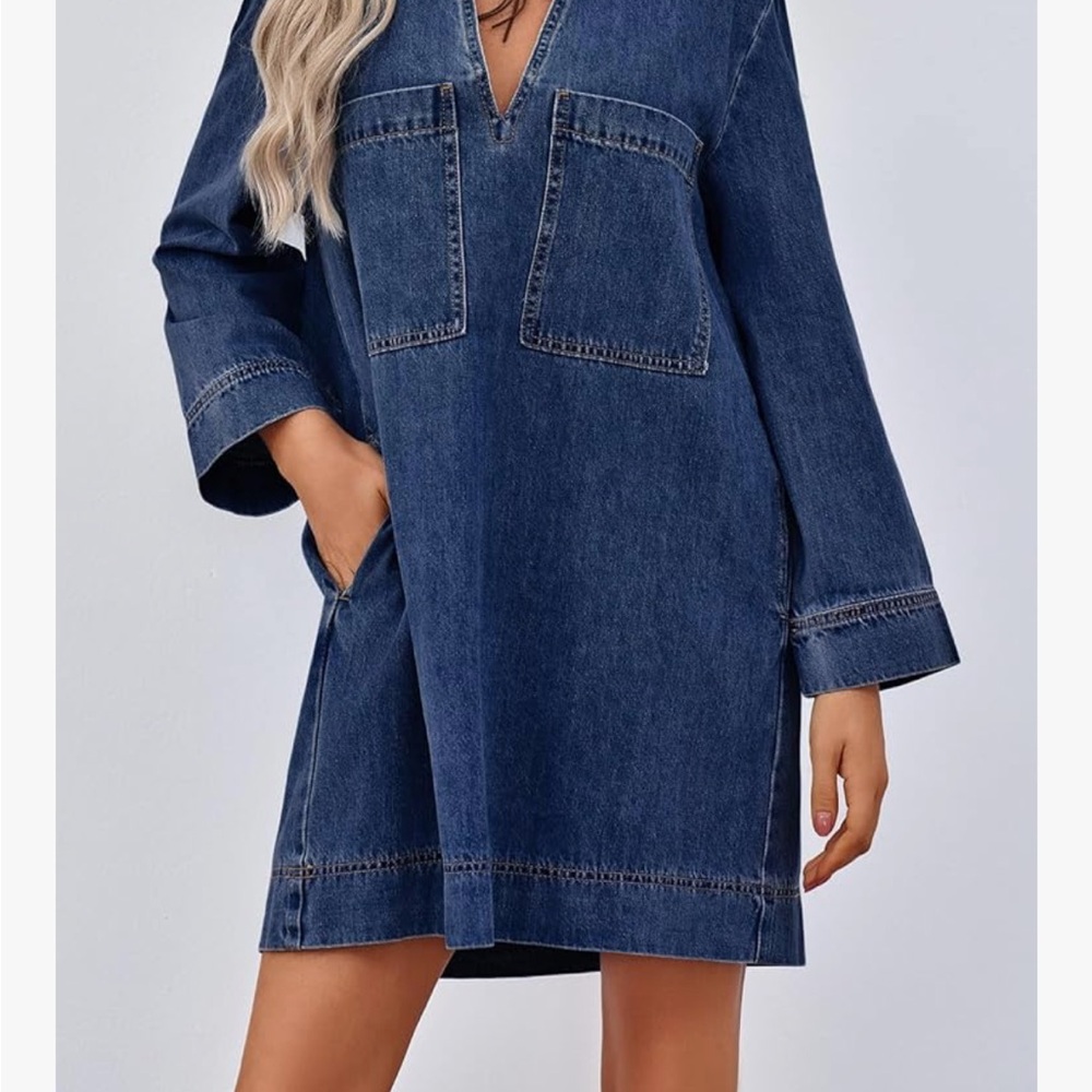 Denim V-Neck Dress
